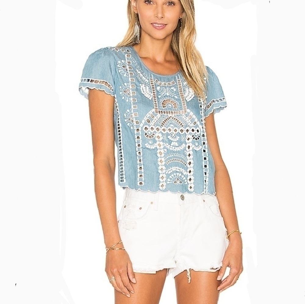 Lovers and Friends Blue Crop Top Weekender Size Small